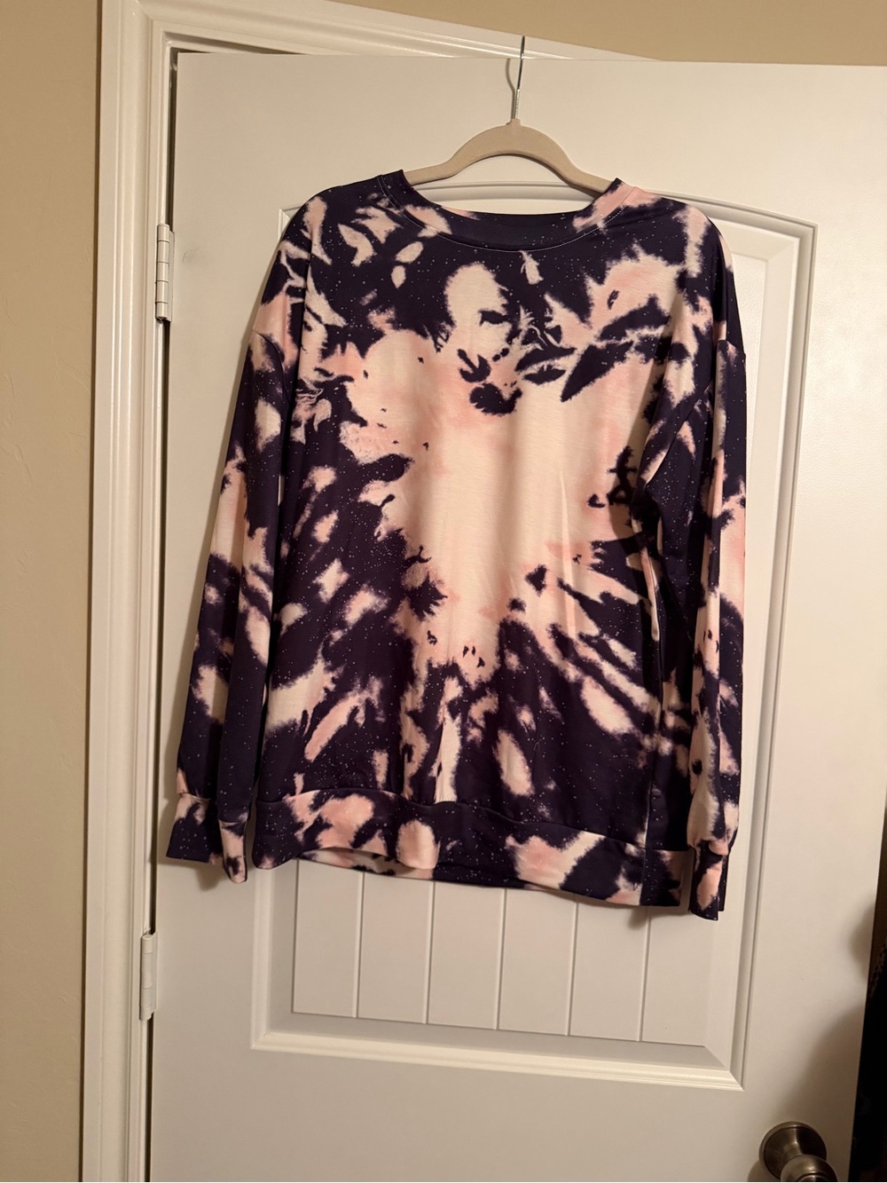 Dear Lover Tie Dye Long Sleeve Sweatshirt Purple Pink Crewneck Pullover